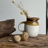 Small two-tone white and brown pitcher Made in China