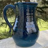 Blue ceramic pitcher