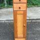 Narrow solid wood bedside table 1980