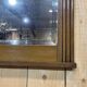Art deco period beveled mirror in oak