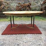 Vintage brass coffee table and oval alabaster top.