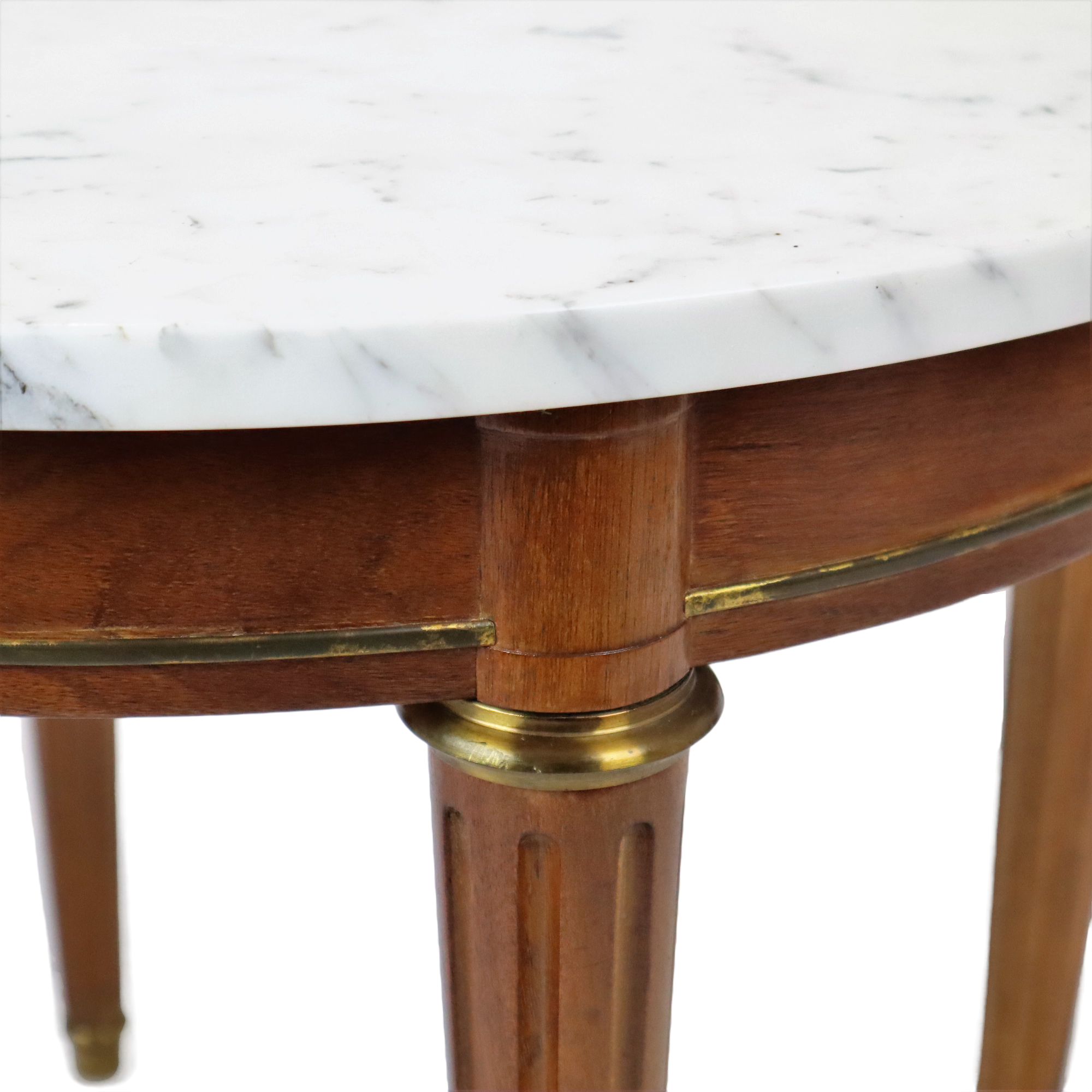 Round salon side table carrara marble mahogany bronze,  66cm
