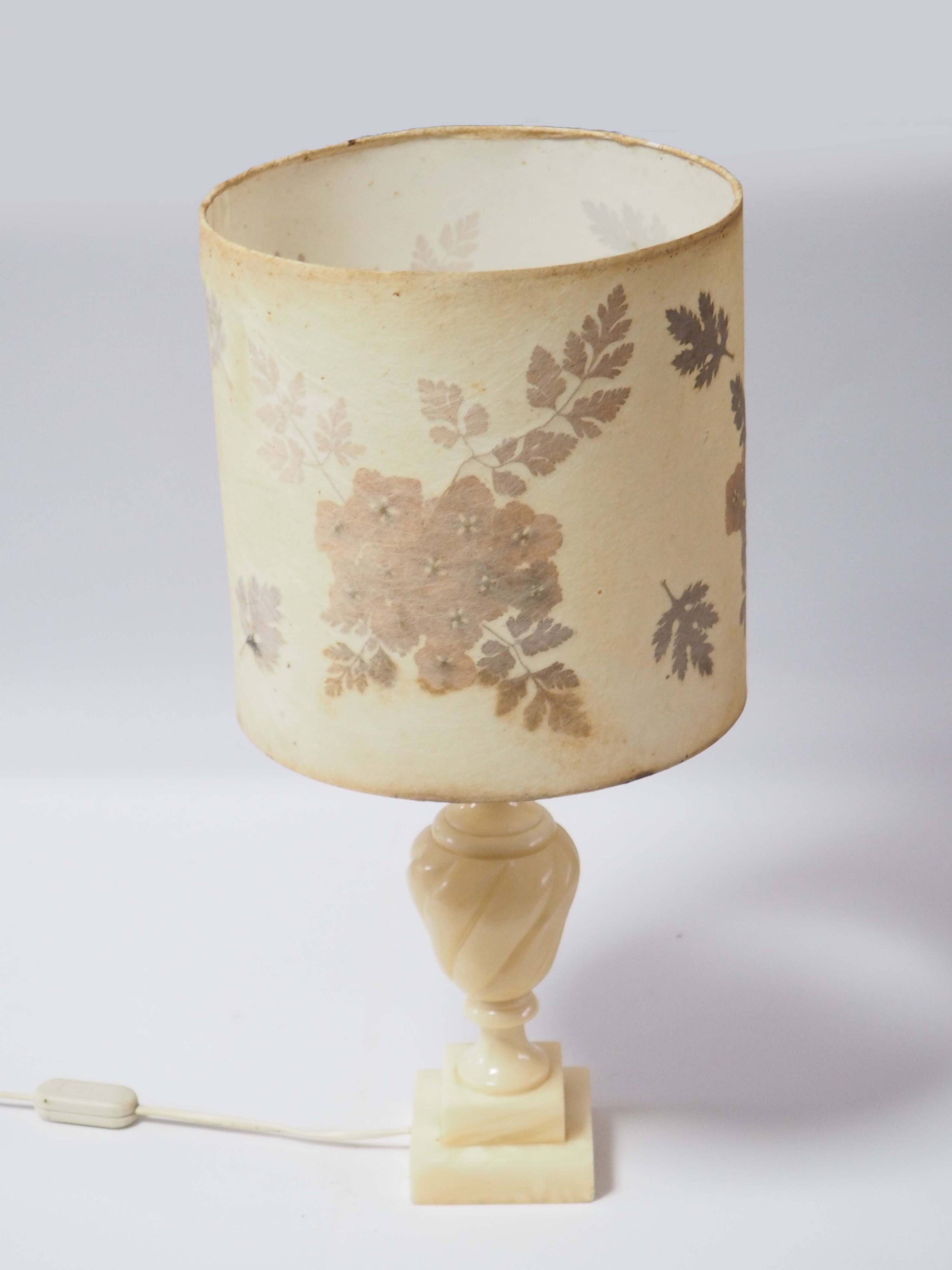 Alabaster lamp and herbarium lampshade