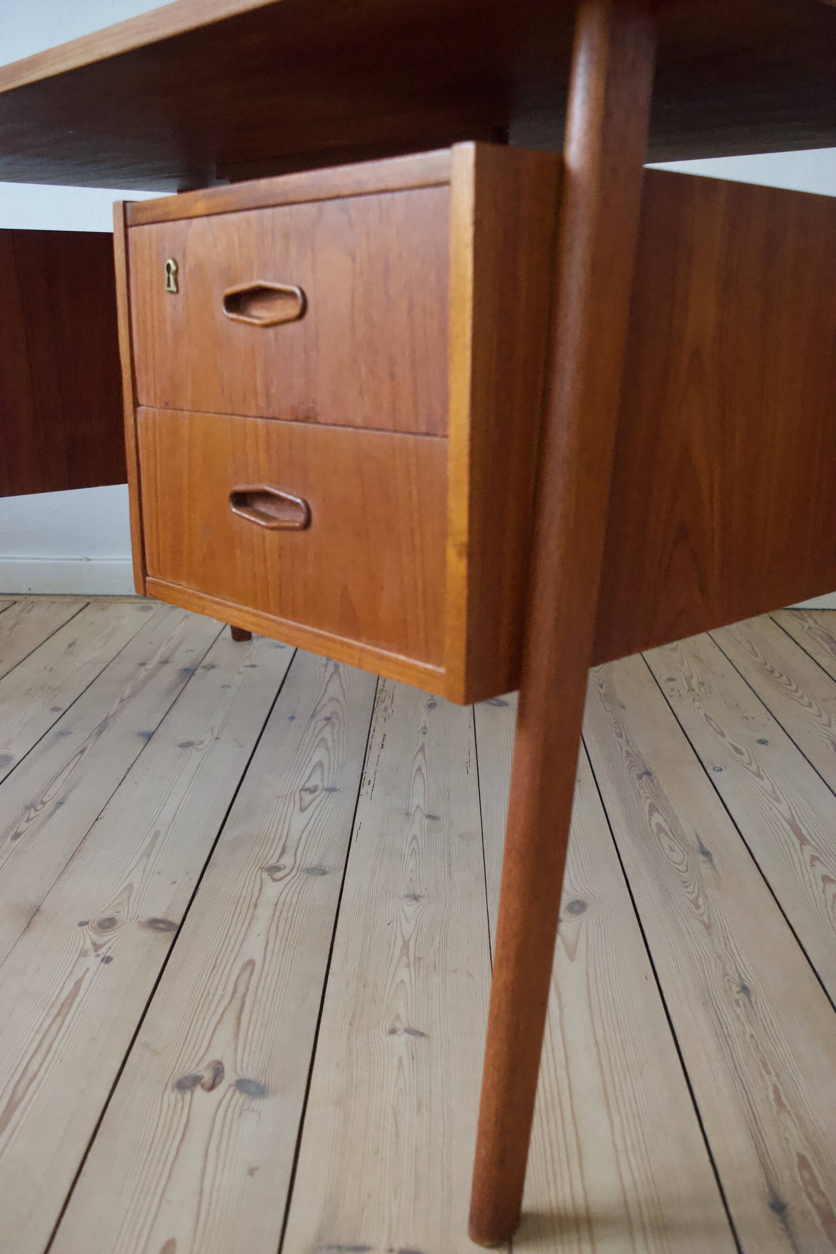 Danish teak floating desk by A.P. Svenstrup, 1960