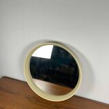 Vintage round plastic mirror, 1980, cream color