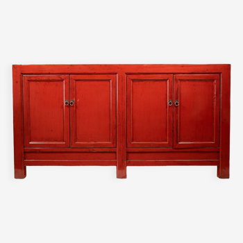 Vintage sideboard and glossy lacquer paint - red