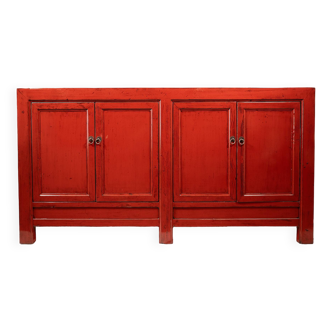 Vintage sideboard and glossy lacquer paint - red