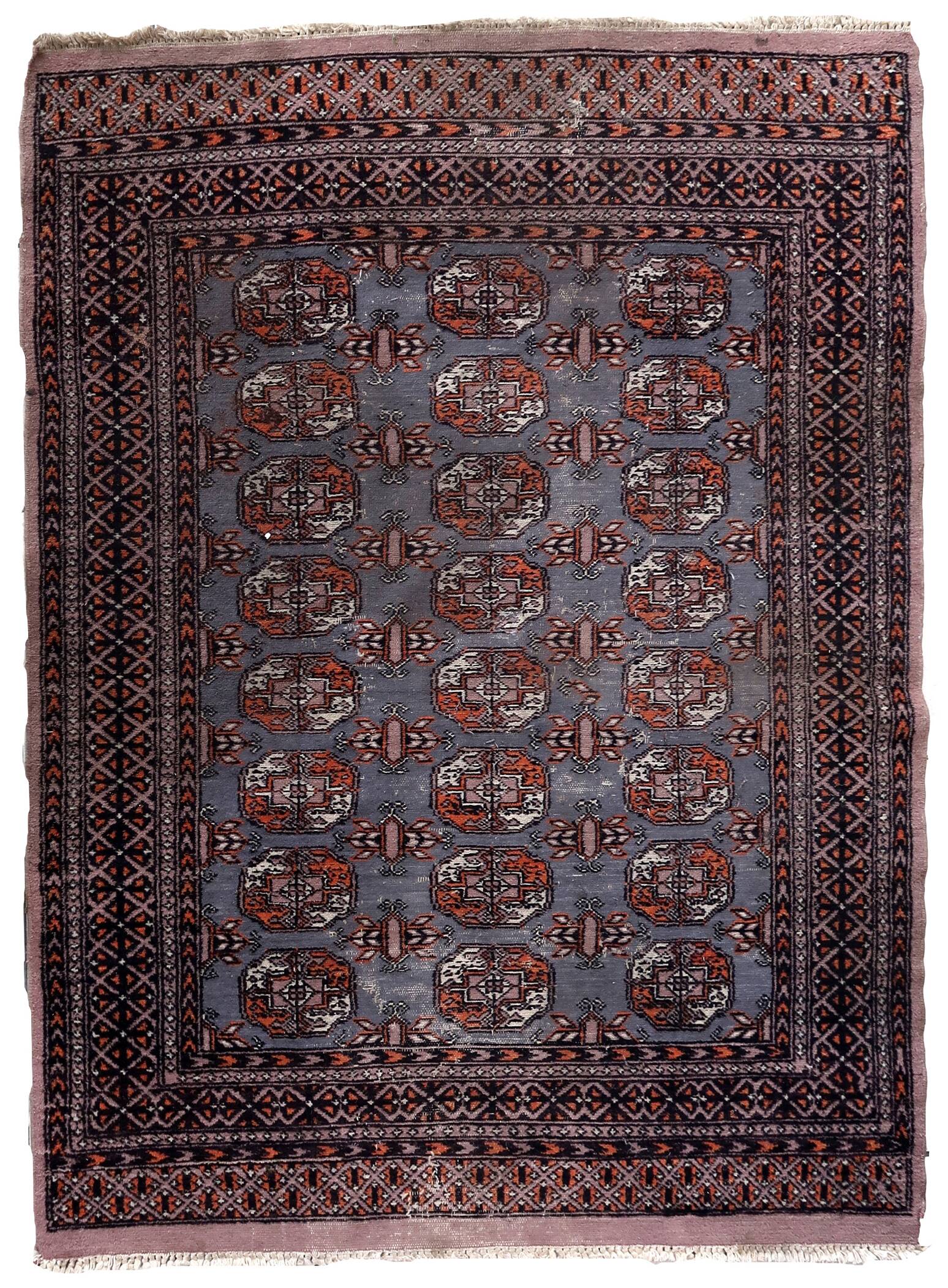 Tapis vintage ouzbek Bukhara fait main en laine – 127 x 190 cm – 1960s