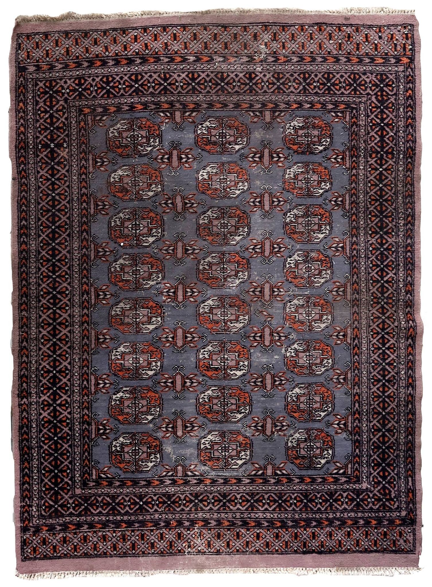Tapis vintage ouzbek Bukhara fait main en laine – 127 x 190 cm – 1960s
