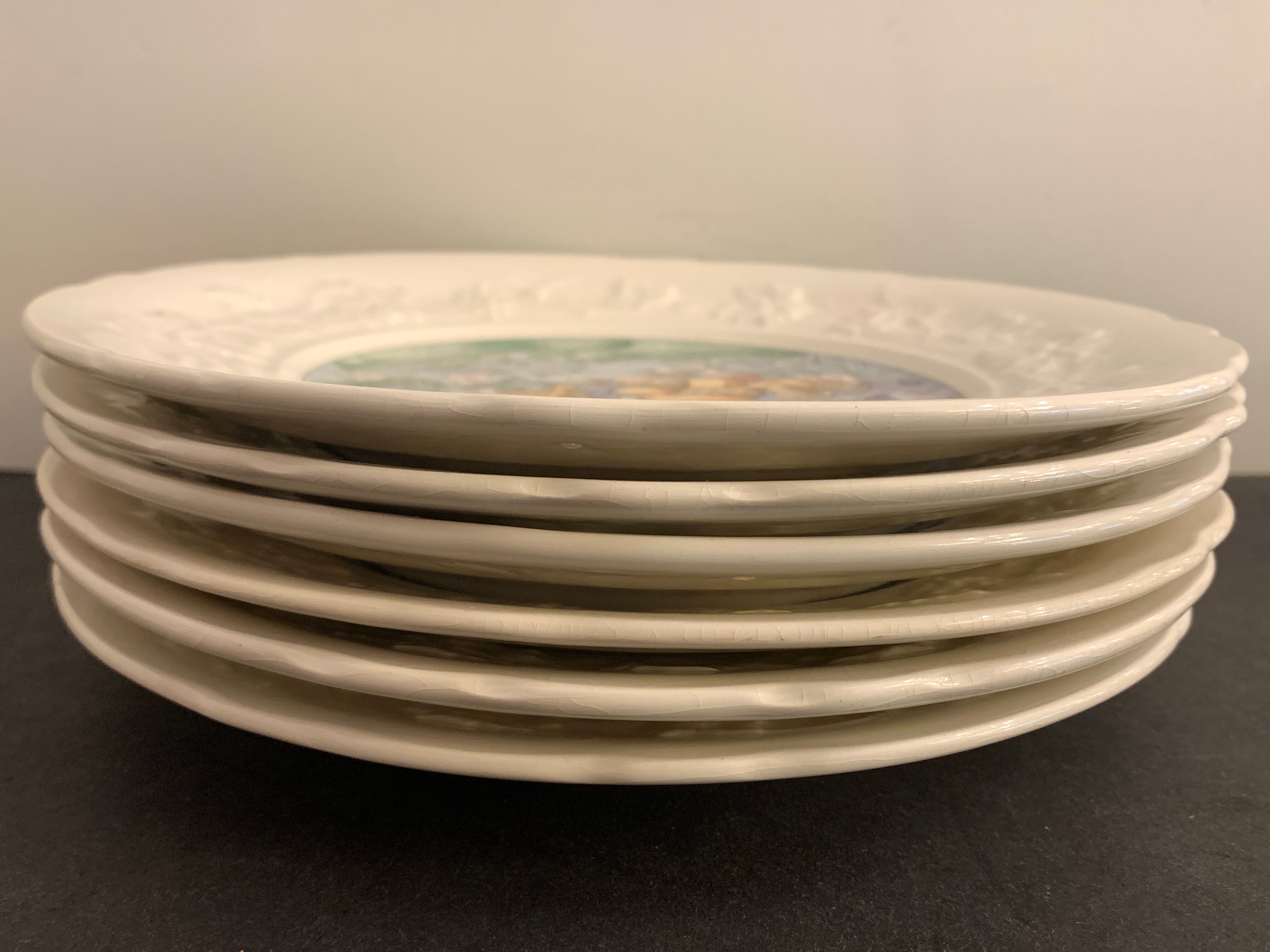 6 Gien cheese plates, Les Saveurs by Marie-Pierre Boitard