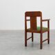 Amsterdamse school oak and velvet side chair, The Netherlands 1920s