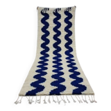 Tapis Bleu Ondulations Maroccain en laine 100cmx250cm