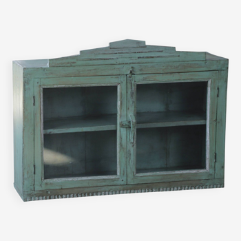 Vitrine en teck ancien (patine d'orgine bleue)