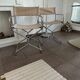 Chaise fauteuil vintage metteur en scène chrome & cuir beige