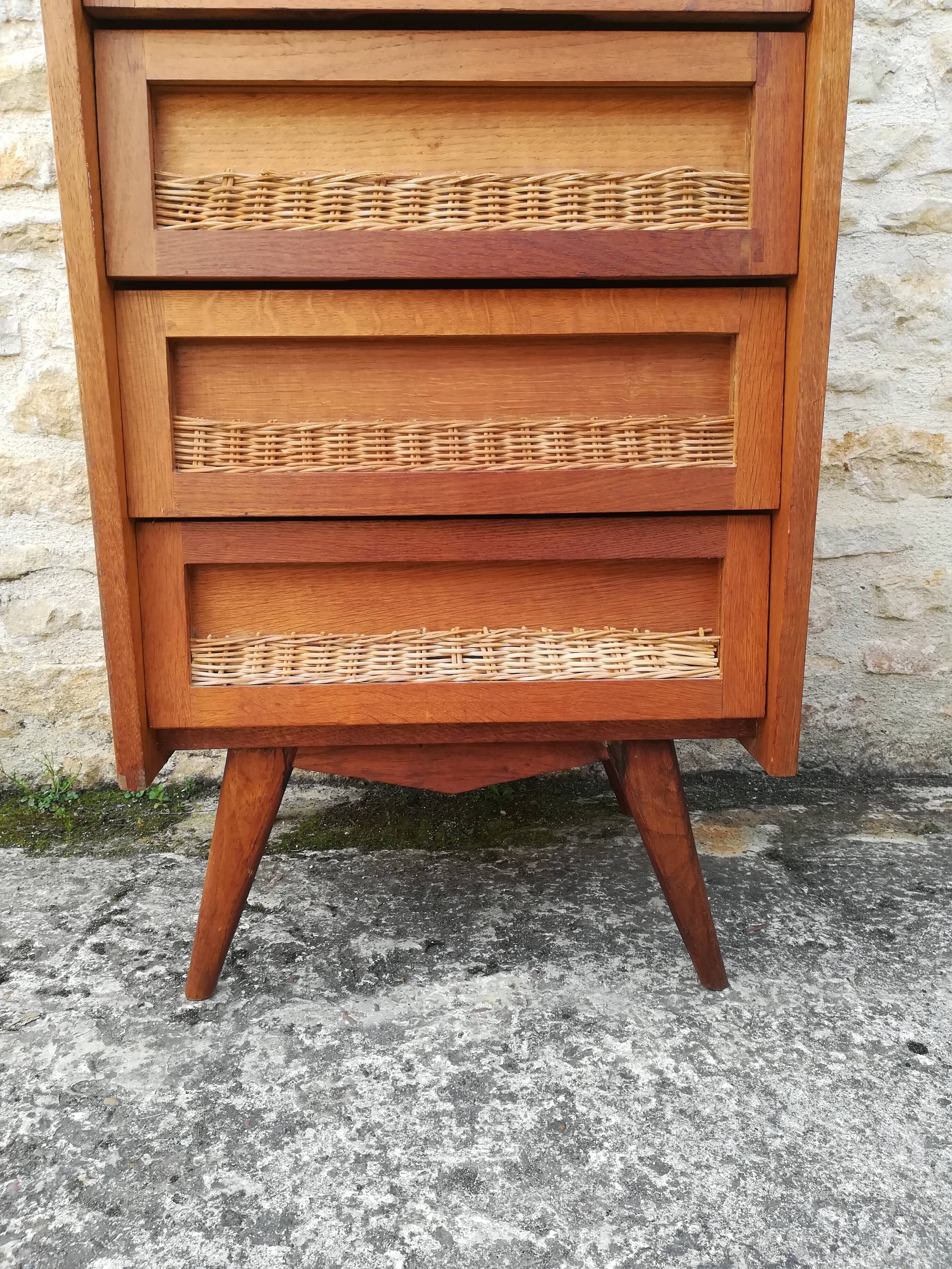 High rattan chest of drawers
