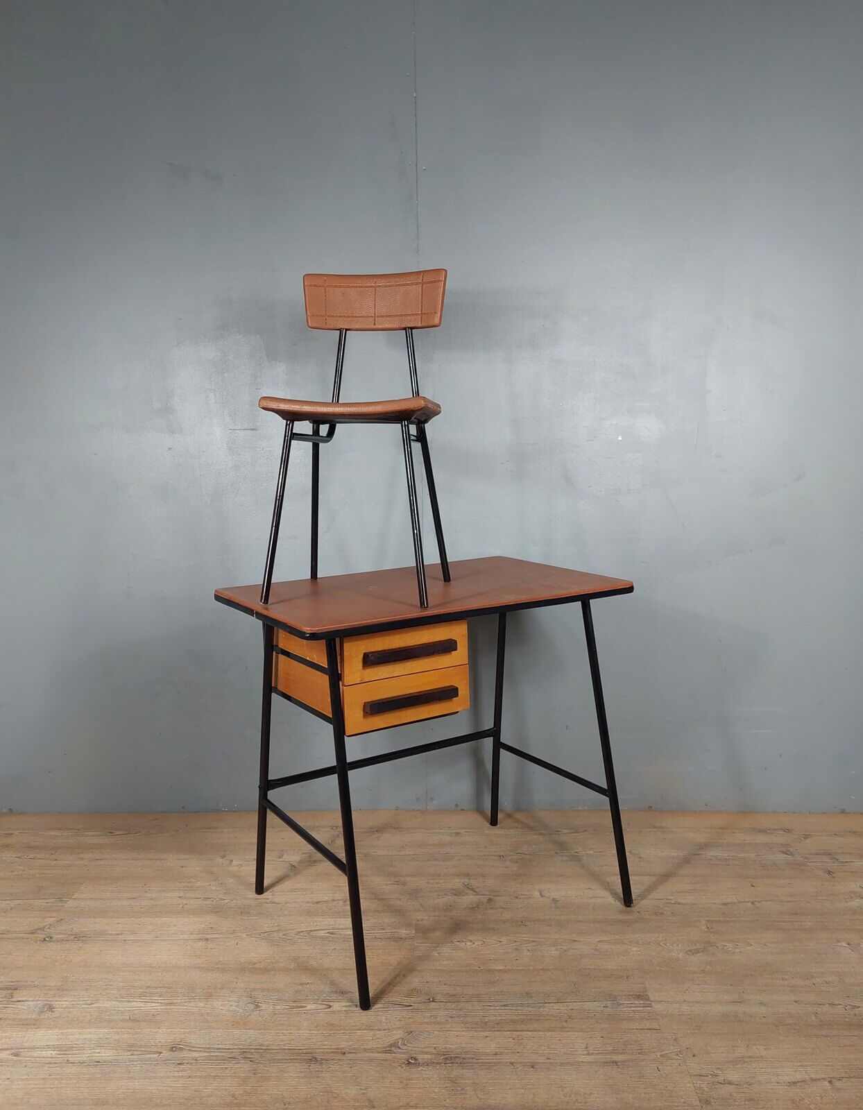 Vintage desk and children's chair set