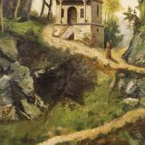 Tableau paysage de campagne huile sur toile du 19ème siècle