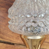 Pair of vintage brass and chiseled glass sconces - 50s