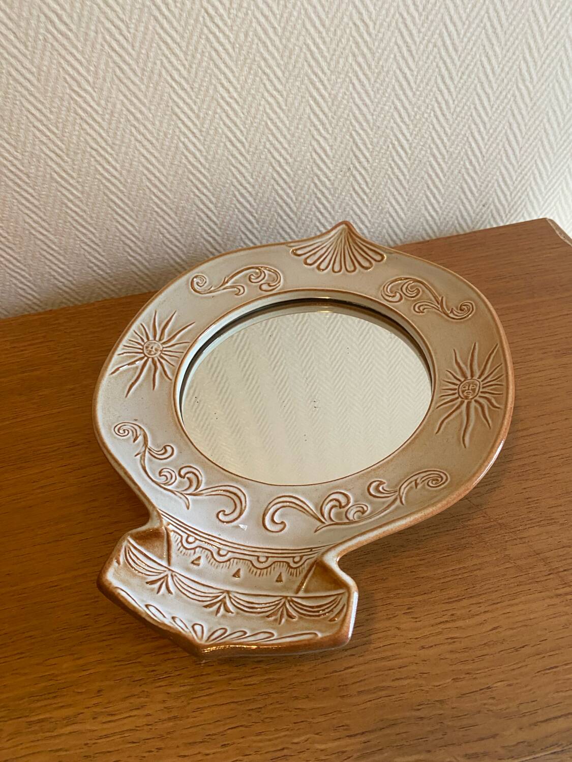 Miroir vintage en ceramique années 1960