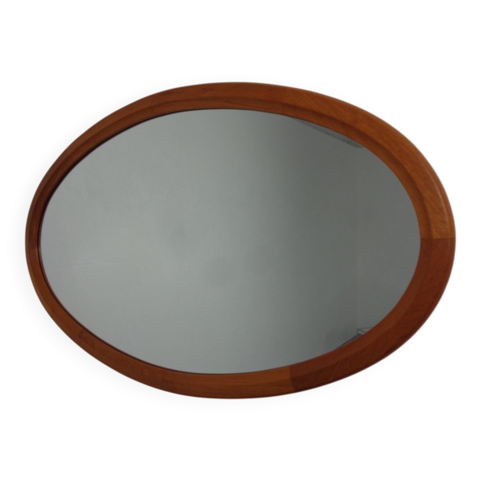 Large Danish Oval 501 Mirror in Teak by Aksel Kjersgaard, 1960s