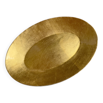 Oval dish in black lacquered wood with gold leaf, Japan, 1970s