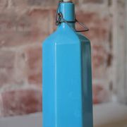 Bouteille de limonade en grès vernissé bleu , grès d'Alsace, poterie, collection
