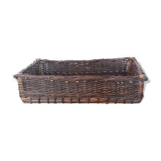 Corbeille en osier et bois