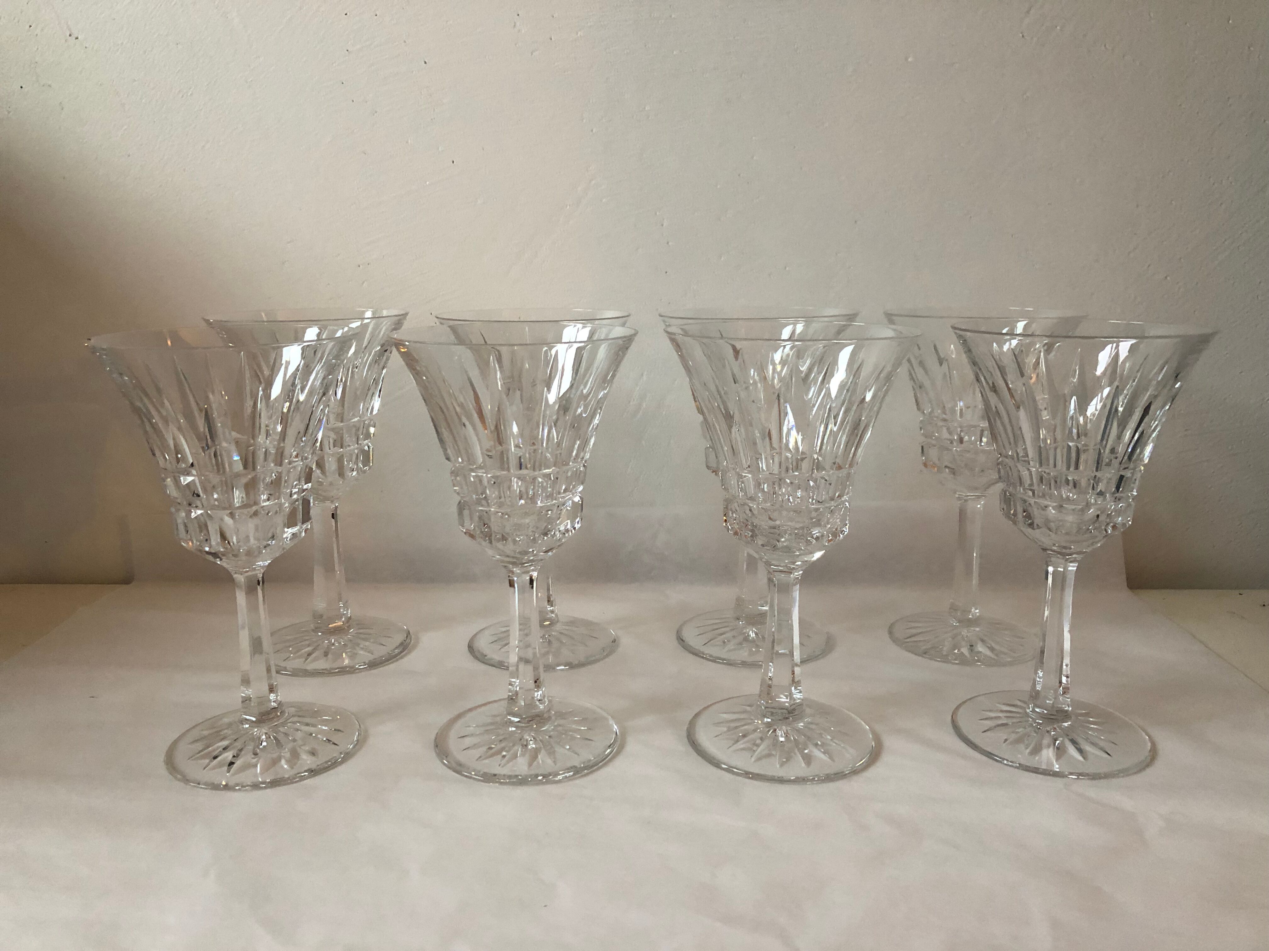 Suite of 8 water Baccarat Crystal glasses