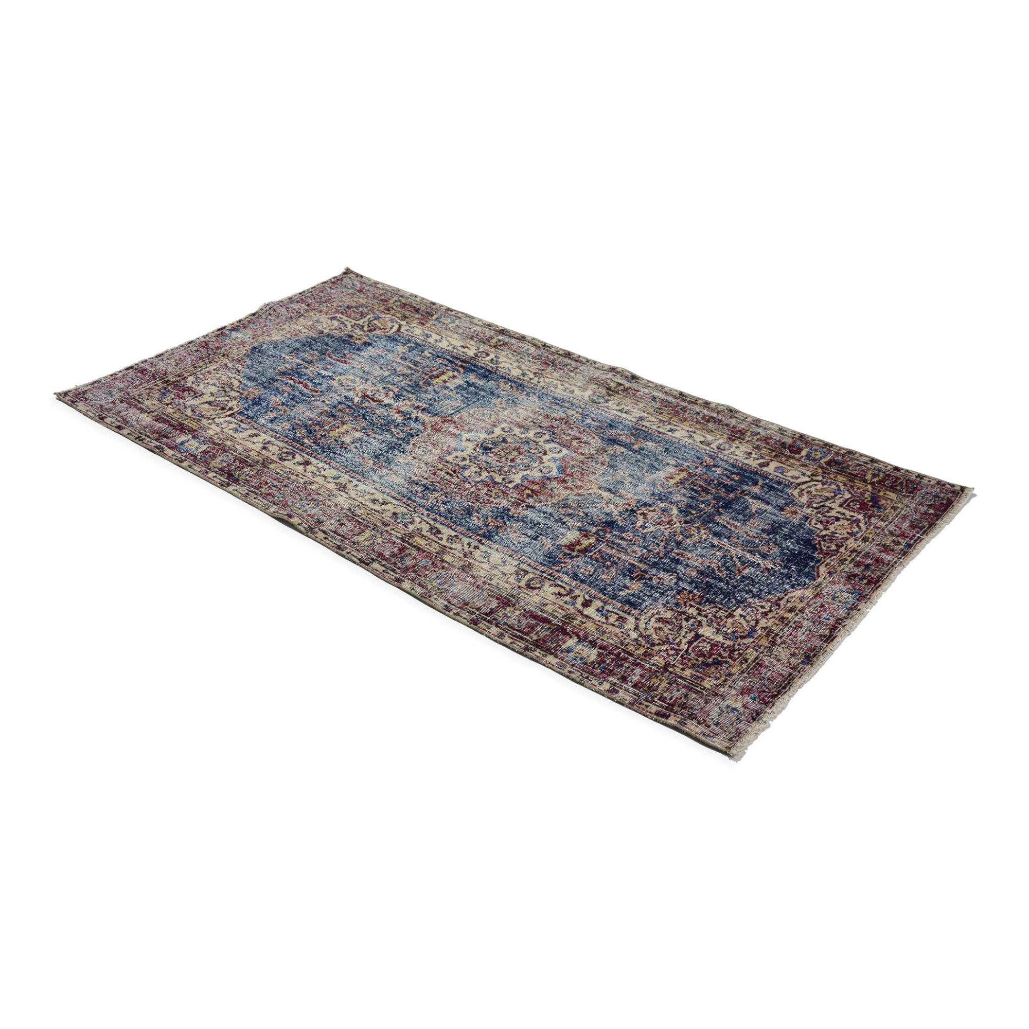Anatolian handmade vintage rug 224 cm x 119 cm