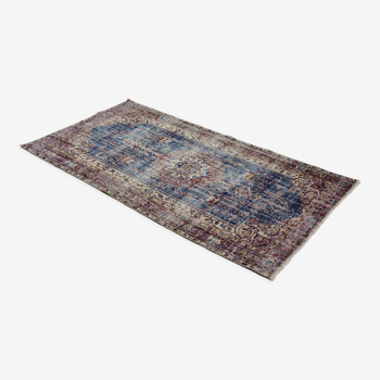 Anatolian handmade vintage rug 224 cm x 119 cm