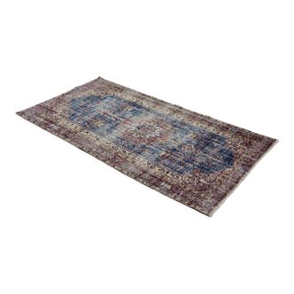 Anatolian handmade vintage rug 224 cm x 119 cm