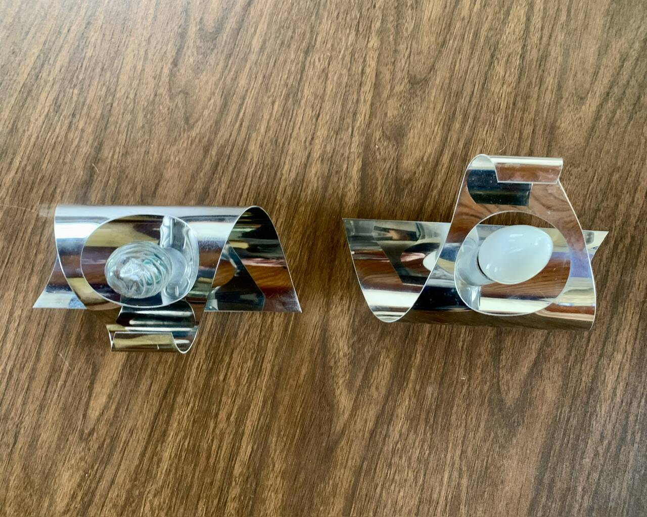 Pair of vintage chrome wall lights, circa 70's