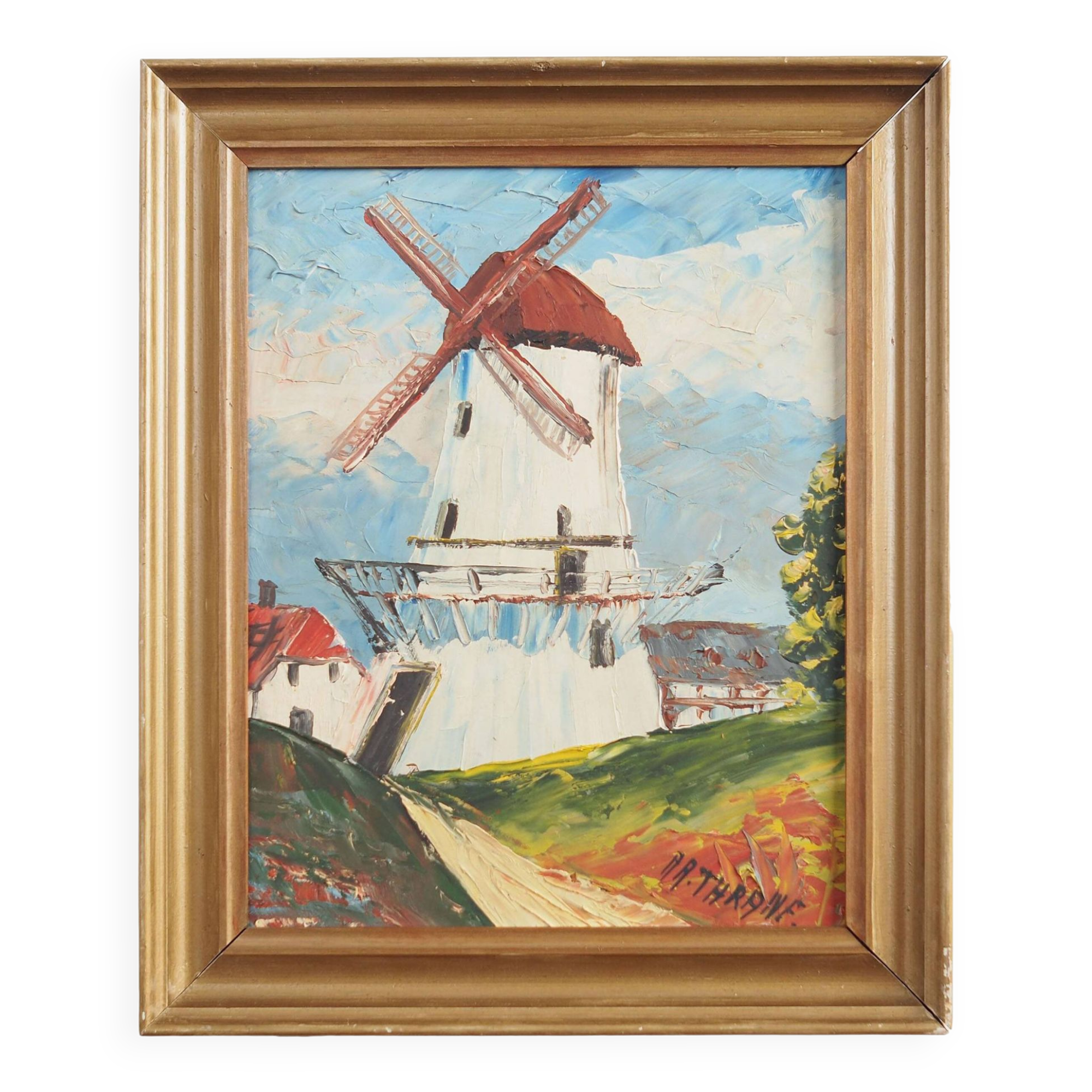 Painting „The Colourful Windmill”, Scandinavian design, 20th century, by Aage Verner Thrane