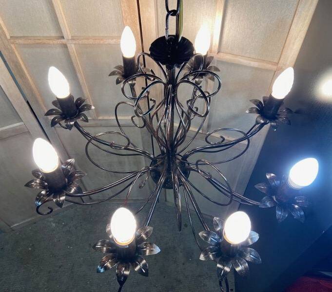 Old large chandelier ceiling light wrought iron popular art deco retro antique france