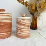 Set of 3 artisanal ceramic boxes signed Oupi Kiri vintage 50s