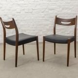 Teak and Black Leatherette Vintage Design Dining Chairs, 1960s