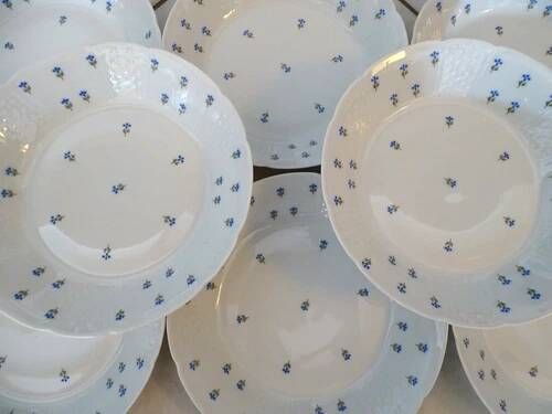10 deep plates Limoges GDA porcelain with blue cornflowers 1930 Ø 19 cm
