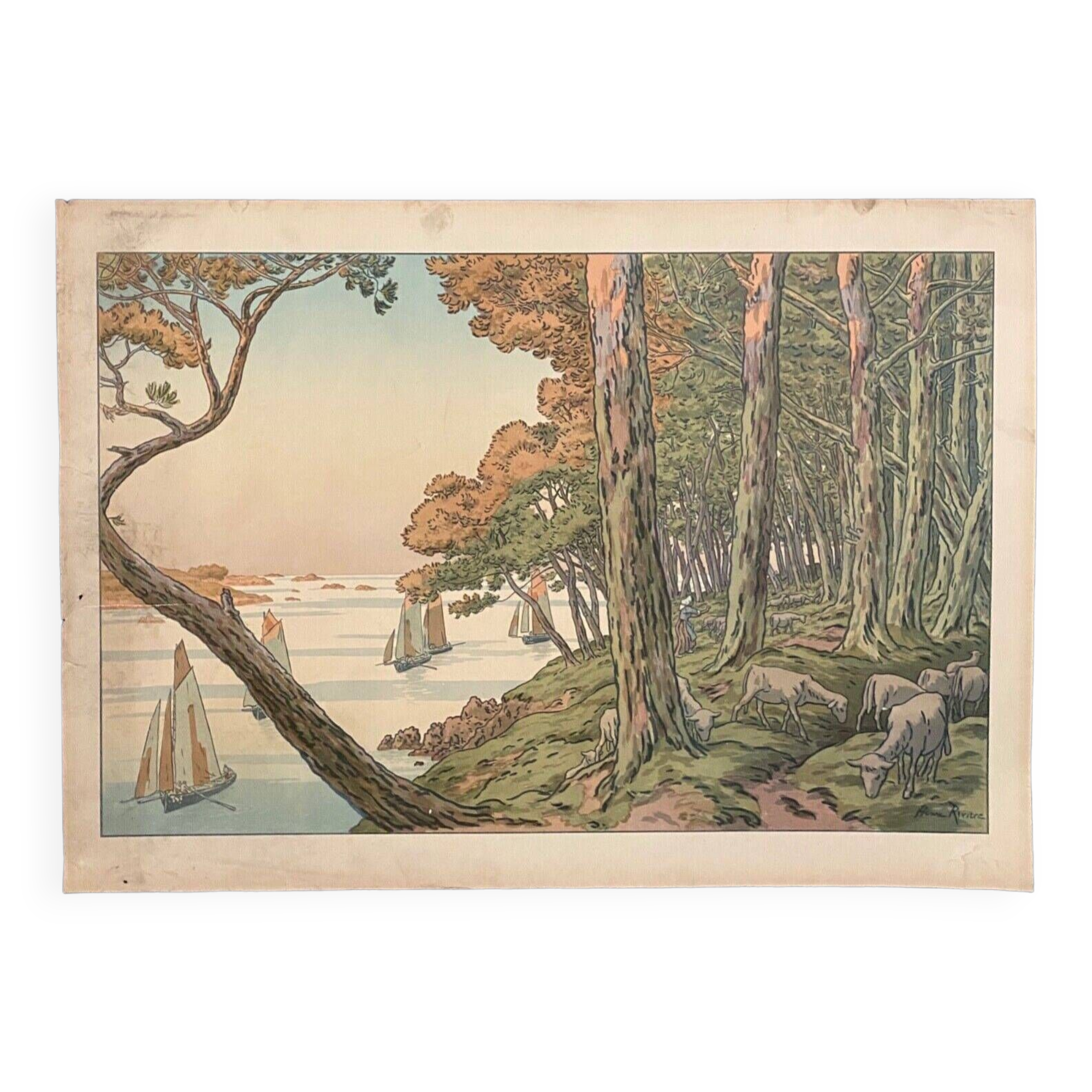 Lithograph by Henri Rivière Summer Evening - Aspects of Nature