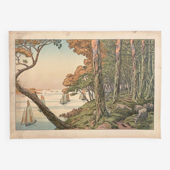 Lithograph by Henri Rivière Summer Evening - Aspects of Nature