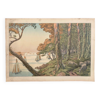 Lithographie par Henri Rivière Soir d'été - Les Aspects de la Nature