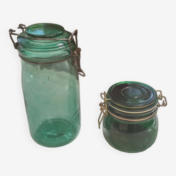 2 vintage glass jars