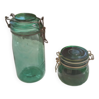 2 vintage glass jars