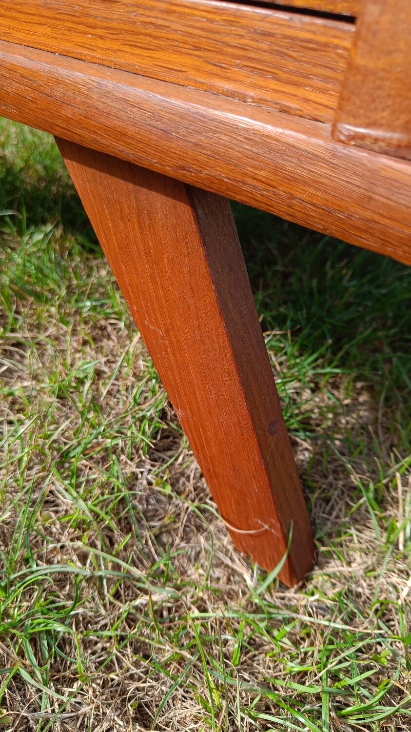 Tall chest of drawers in wood and rattan with splayed legs