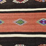 Light Red & Dark Brown Striped Kilim Rug, 168x264Cm