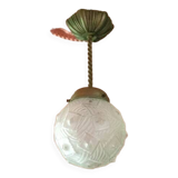 Art deco suspension, art deco molded glass ball suspension, ceiling lamp, ceiling lamp