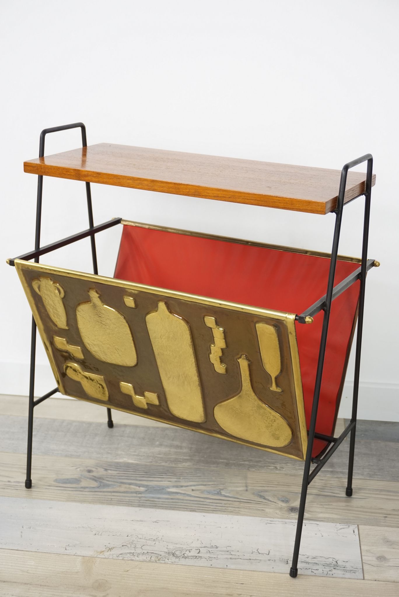 Sofa tip in teak, copper and metal 50s