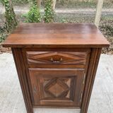Art Deco chest of drawers in solid wood, dark satin oak finish, 1 door
