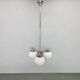 Art Deco Chandelier, Chrome, Walnut & Glass, 1930s