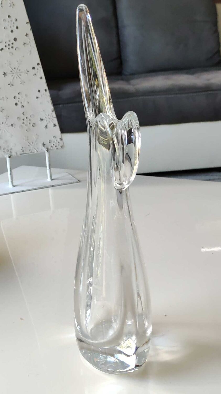 Soliflore vase in crystalline glass, by Flavio Poli for Art Vannes France. High 32 cm