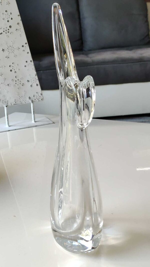 Vase soliflore en verre cristallin, par Flavio Poli pour Art Vannes France. Haut 32 cm